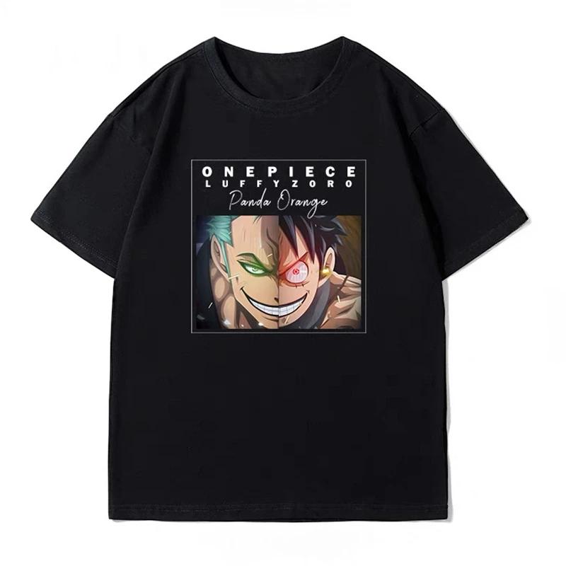 ONE PIECE Anime T-shirt Men's Two-dimensional Cotton Oversize Loose-printed Summer Short-sleeved Top Parent-child Clothing