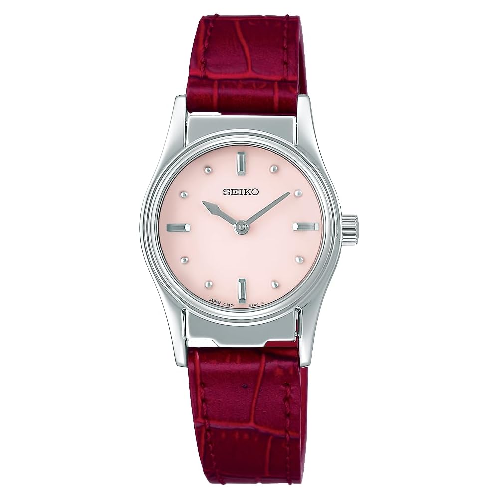 Seiko Watch SQWK033 Women s Braille Quartz Watch Pink Dial Red Leather Strap Stainless Steel Case