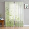 Green Bamboo Leaves Sheer Curtains for Living Room Tulle Curtain for Bedroom Kitchen Window Voile Curtains