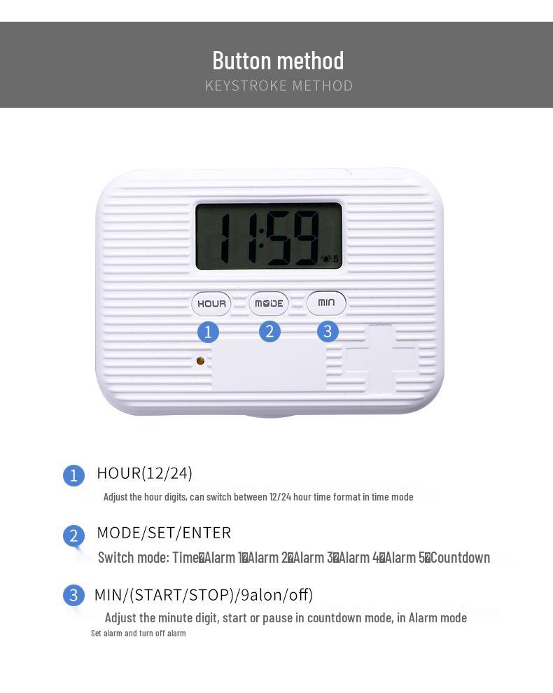 Compact 6-Compartment Smart Pill Timer
