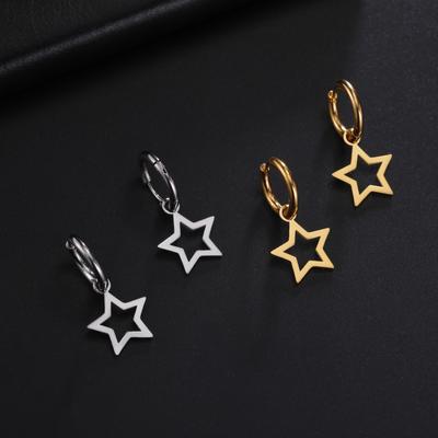 Ohrringe aus Edelstahl mit Sternmotiv, für Damen und Mädchen, goldfarben, Creolen, minimalistischer Hochzeitsschmuck, Geschenk für Freunde