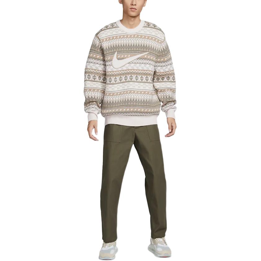 Nike Swoosh Life Fashion Comfortable Crewneck Sweater Men Sweater Light-Brown FZ0126105