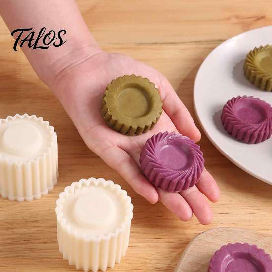 Round Manual Press Mold Sunflower Pattern Mooncake Mold, Hand Double Ended Plastic Pastry Holiday Festival Tool, Easy Clean Dough Embosser for