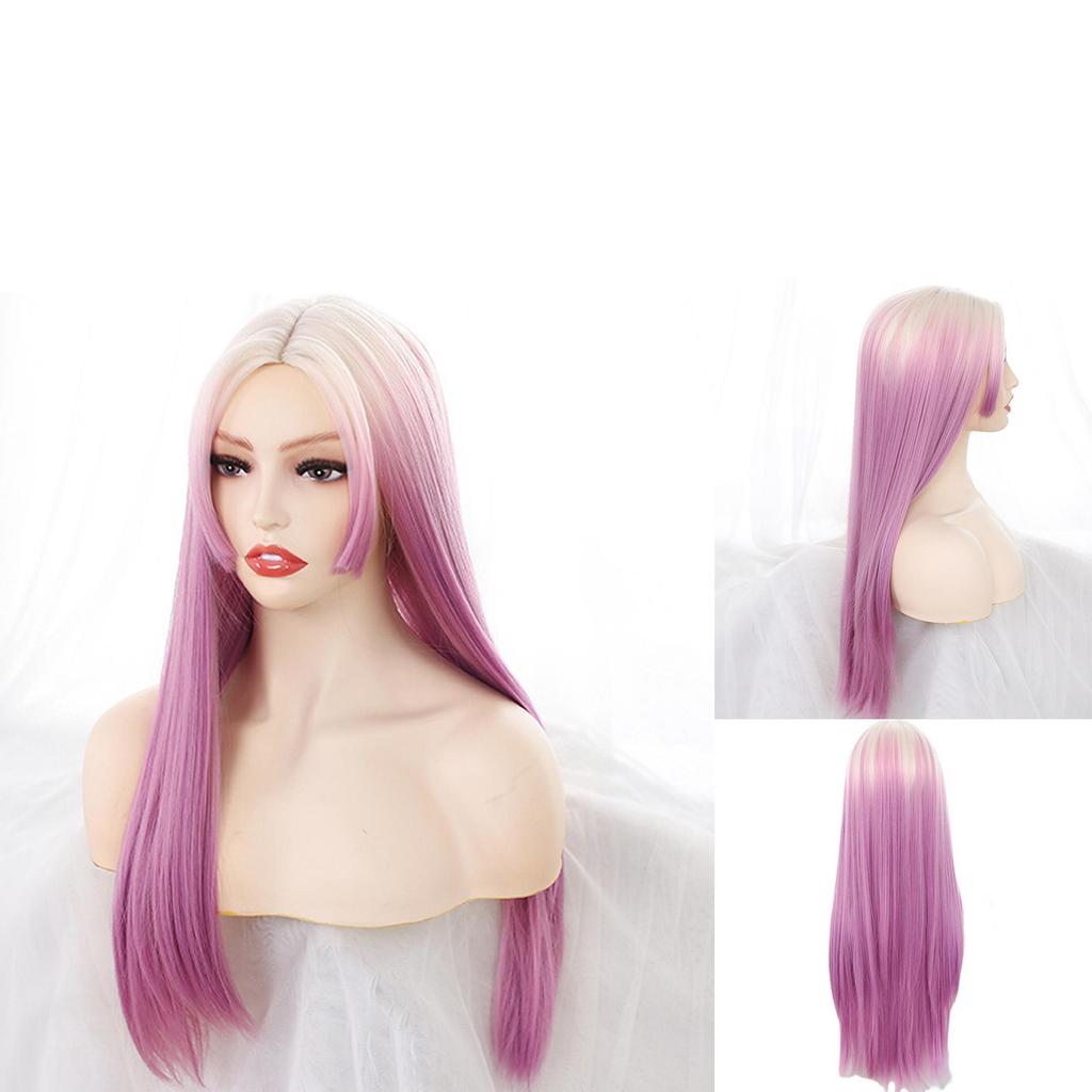 Bybrana Women Gradient Color Mid-Length Synthetic Hair Daily Wear