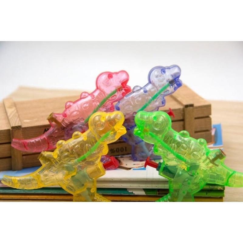 

6 шт. Цветные прозрачные свистульки-динозавры, водяные пистолеты, мини-водяные пистолеты, пляжные водные игрушки, летние, для улицы, прозрачные, однотонные 6PCS