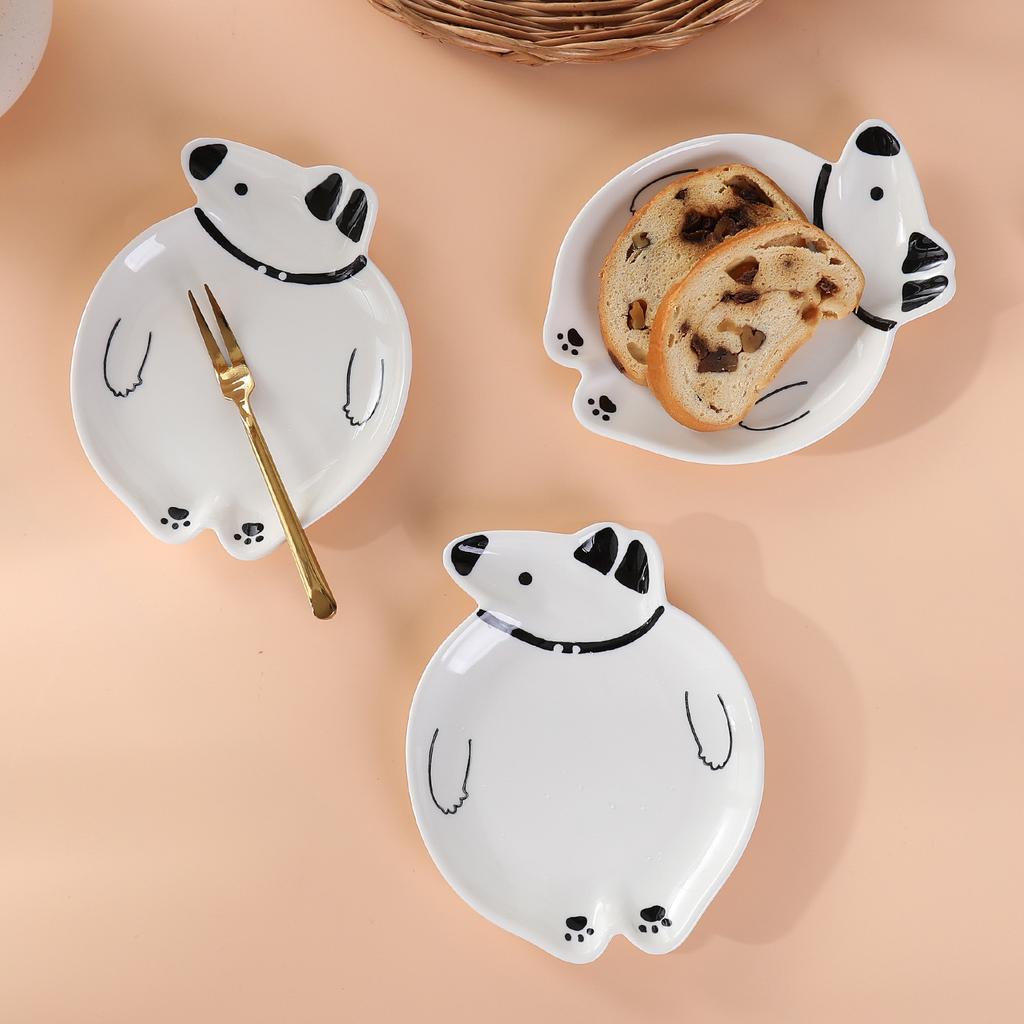 Creative Cute White Bear Shape Bread Small Plate Household Snacks Snack Plate Hot Pot Dipping Seasoning Side Dish Plate