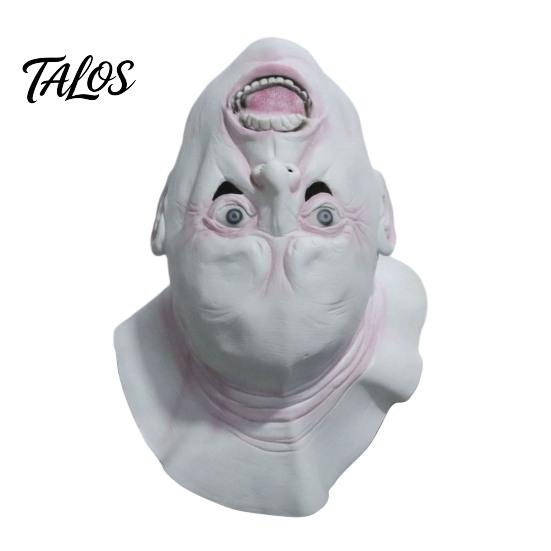 Scary Halloween Costume Accessory Upside Down Demon Latex Full Face Mask, Alien Cosplay Durable Mask Headgear, Creepy Prop for Party Escape Room Stage
