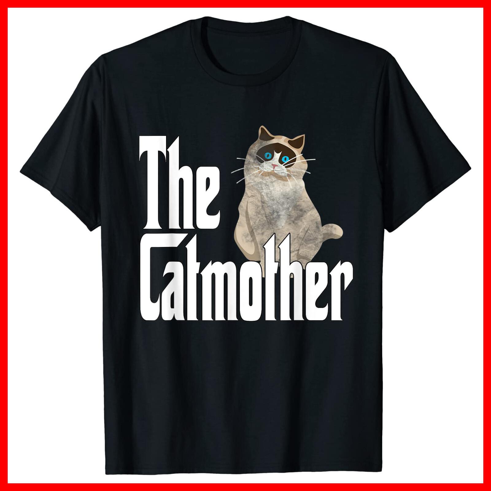 Cat Mom The Catmother Crazy Cat Mother Kitty Mommy Black Cotton T-Shirt S-5XL S