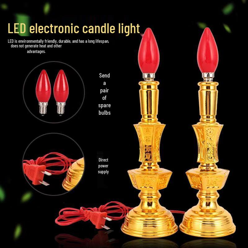 Dual-Use LED Candlestick Altar Lamp for God of Wealth