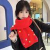 Luochi Knitting~Cute Button Korean Style Wool Scarf – Versatile, Thickened Neck Warmer, Solid Color, Sweet Winter Accessory.