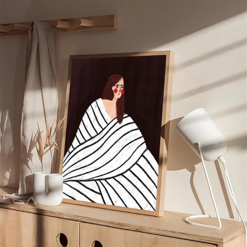 

Fashion Girl Retro Sticker Poster Wall Art Home Decoration White Paper Print Art Poster Wall Sticker 21cm×30cm NoFrame