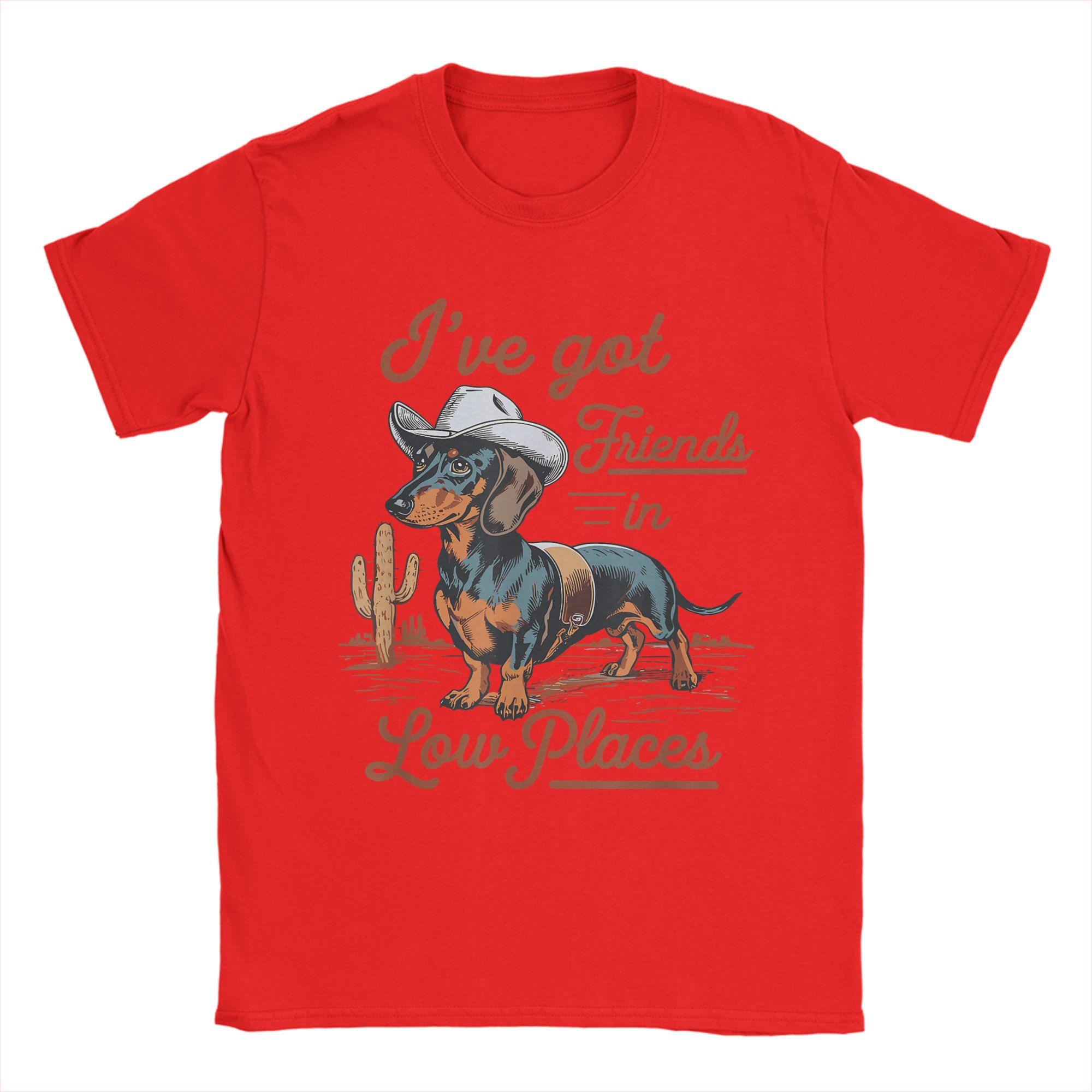 Oversized T-Shirt Summer I ve Got Friends In Low Places funny Dachshund Wiener Dog T Shirts for Man Short Sleeve Clothing S