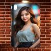 HD Tin Sign Vintage Asian Girl In Light Blue Camisole Metal Wall Art Retro Decor for Bar Cafe Home