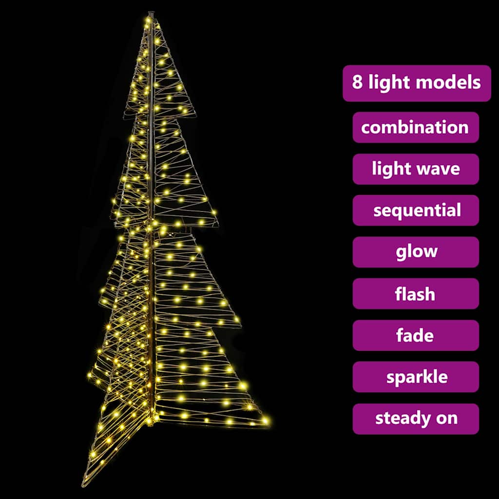 Christmas Tree with 240 Warm White LEDs 180 cm Rattan