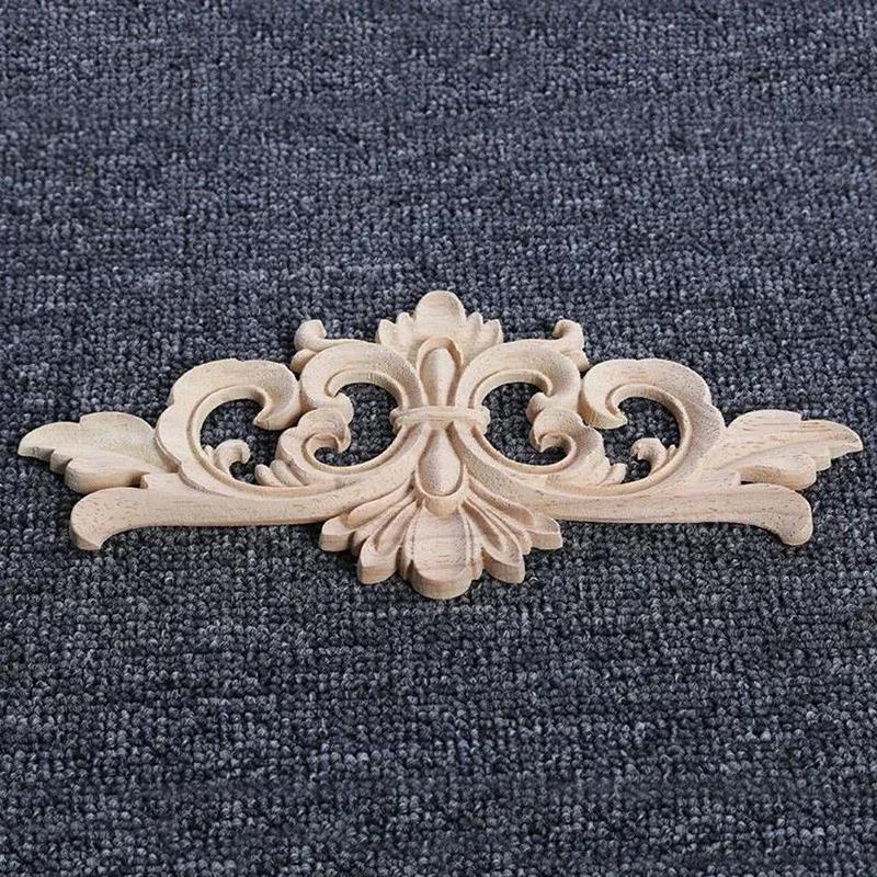 1Pc Classic Wood Carved Corner Applique Frame Unique Natural Floral Wood Carved Vintage Furniture Frame Wall Door Craft Decor