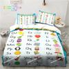 Educational Alphabet Bedding Set Printed single Comforter Quilt Bed Cover Duvet Cover Pillow Case 3 Pieces Sets Kids Adult Size