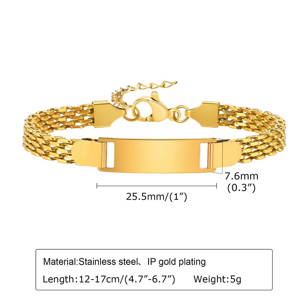 Vnox Personalized Mom Daughter Baby Bracelets, Gold Color Stainless Steel Mesh Band Wristband, Baptism Gift