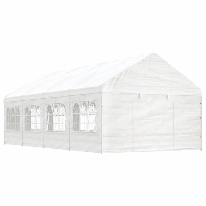VidaXL Belvédère avec toit blanc 8,92x4,08x3,22 m polyéthylène, tente de fête, chapiteau, abri à auvent, pavillon, tente 3155488