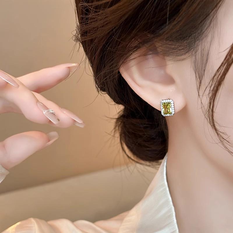 2024 Unique Square Zircon Stud Earrings for Women - 925 Sterling Silver
