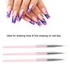 3pcs Nail Art Dotting Liner Brush UV Gel Painting Pen Drawing Tool Set Rhinestone Handle (Pink)