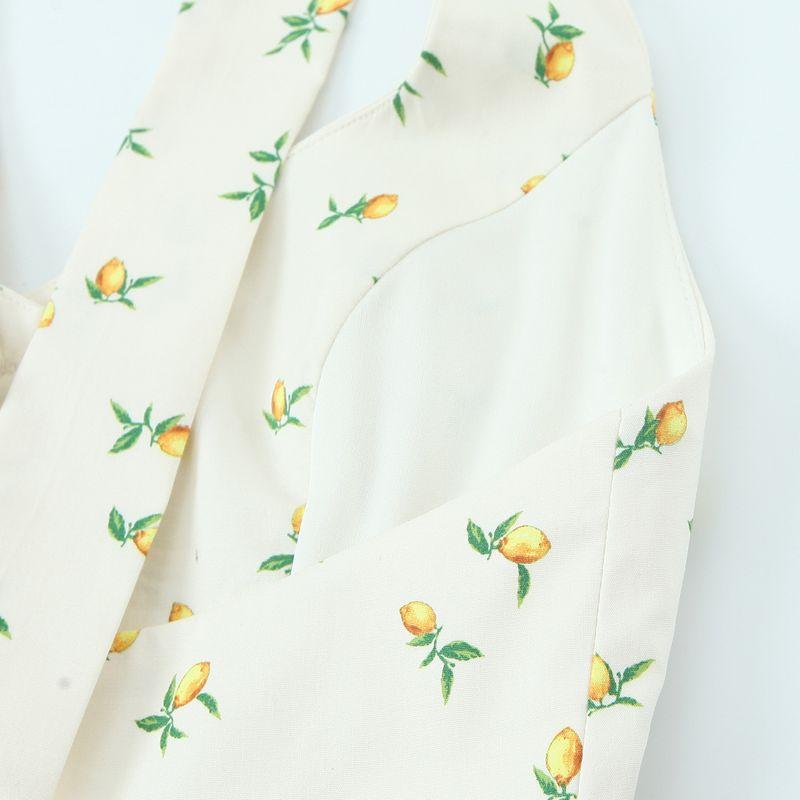 Kaslead New Arrival Women's Clothing Fashion Style Lemon Printing Halter Top Skirt 2552029 6949412