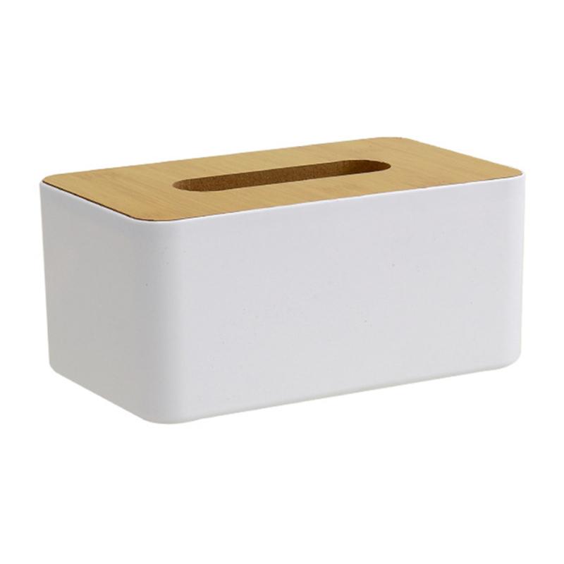 Removable Tissue Box With Bamboo Cover Modern Simple Reusable Napkin Box Paper Dispenser For Home