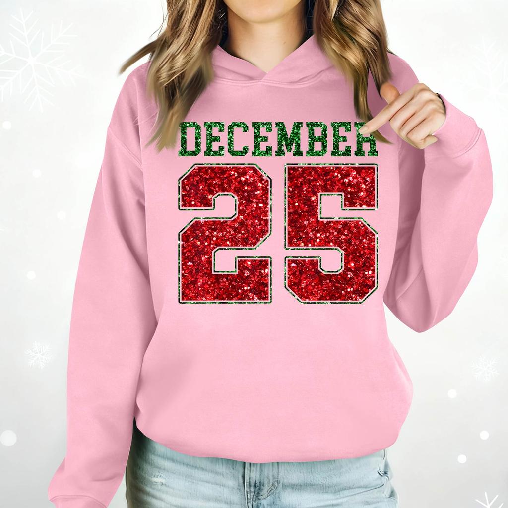 Ladies Fashion Casual Long Sleeve Printed Round Neck Hoodie Pullover Top