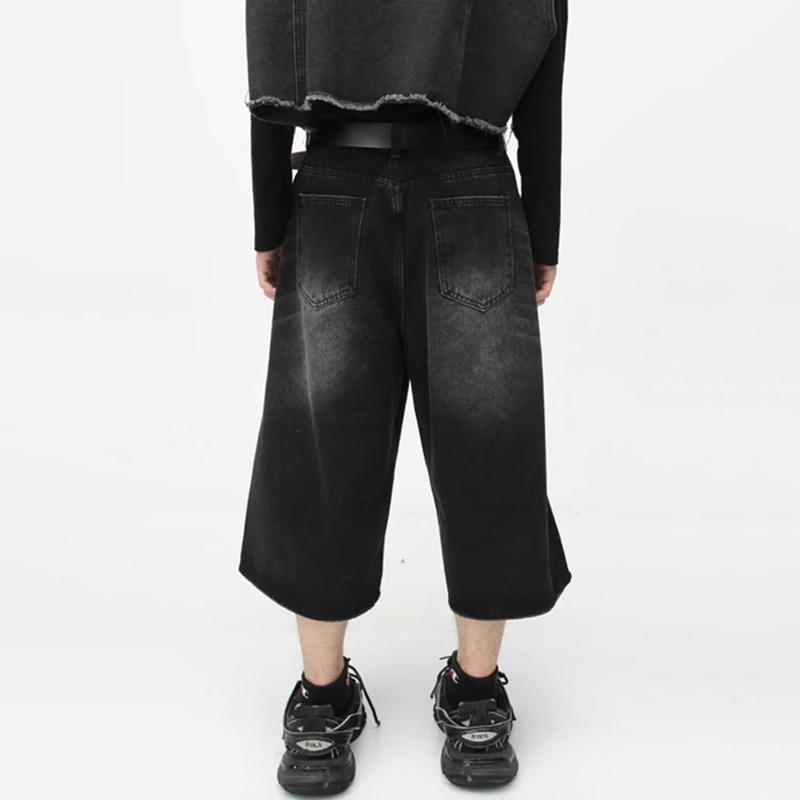 Vintage Y2k Baggy Denim Shorts Wide Leg Pants for Women&Men Fashion High Waisted Wash Knee Length Jeans Shorts Oversize Pants