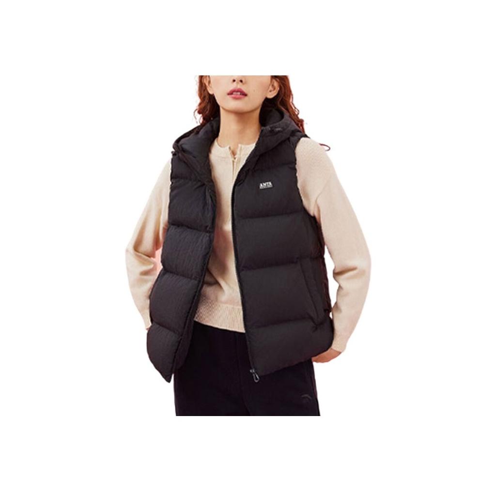 Anta Life Series Solid Color Water-Repellent Snow Shell Down Vest Women Vest Black 962348912-5
