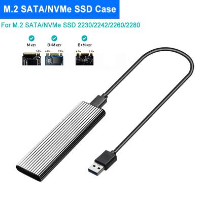 M2 SSD Case NVME Enclosure M.2 To USB SSD Adapter for NVME PCIE NGFF M.2 SATA SSD M/B+M Key 2230/2242/2260/2280 M2 Dual Protocol