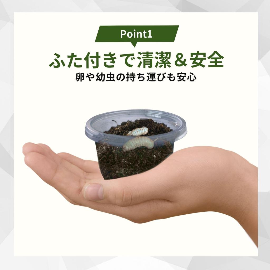 Archnote 50-Piece Pudding Cup Insect Breeding Containers for Rhinoceros Beetles, Stag Beetles, and Larvae, with Holes