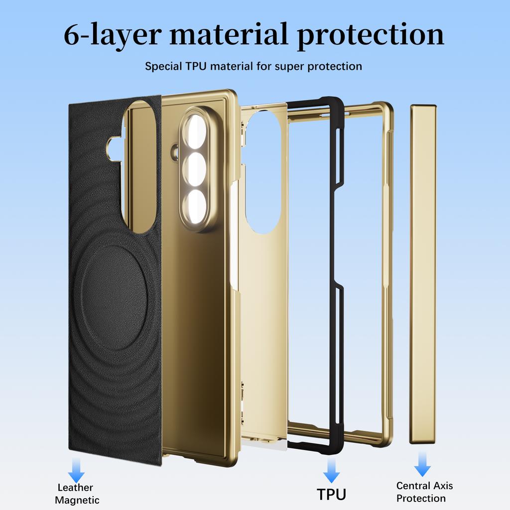 Για Samsung Galaxy Z Fold7 Πολυτελής Μαγνητική Δερμάτινη Κάλυψη: Επιμεταλλωμένο TPU 6-Στρωμάτων Προστασία με MagSafe, Ανθεκτικό σε Δακτυλικά Αποτυπώματα & Λάδια