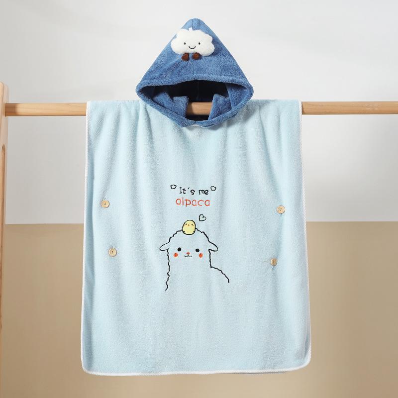 

Kids Hooded Bath Robe Towel Poncho Quick Dry Absorbent Baby Swimming Shower Bathrobe 70x140cm синій