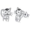Creative Cat-shape Women Stud Earrings Silver Color White CZ Delicate Animal Pet Earrings Friends Gift Statement Jewelry