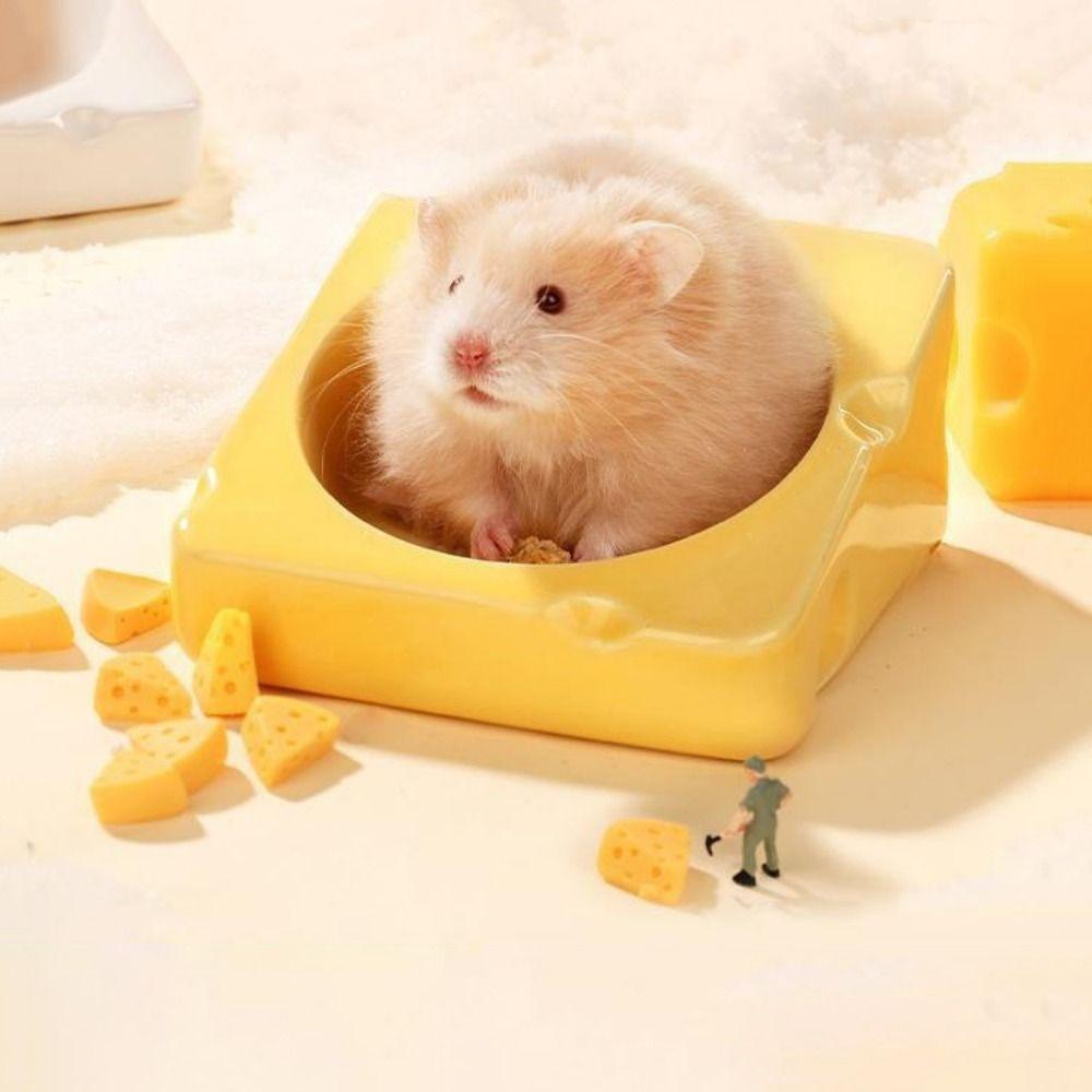 

Oblique Design Ceramic Hamster Bowl Anti Rollover Hamster Feeding Bowl for Pet Cage