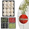 12pcs Plastic Christmas Ball Ornaments with Flocked Velvet Finish and Hanging Clips for Elegant Holiday Display