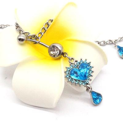 Gaibei European-American Gemstone Heart Waist Chain Belly Button Jewelry