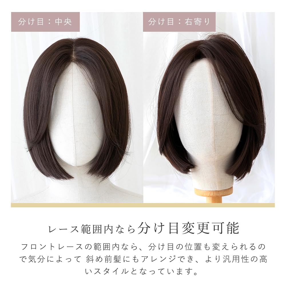 Wig Bob Short Full Wig Center Part Parted Partially [Brightlara] Women's Hand-Planted hf1963-CR