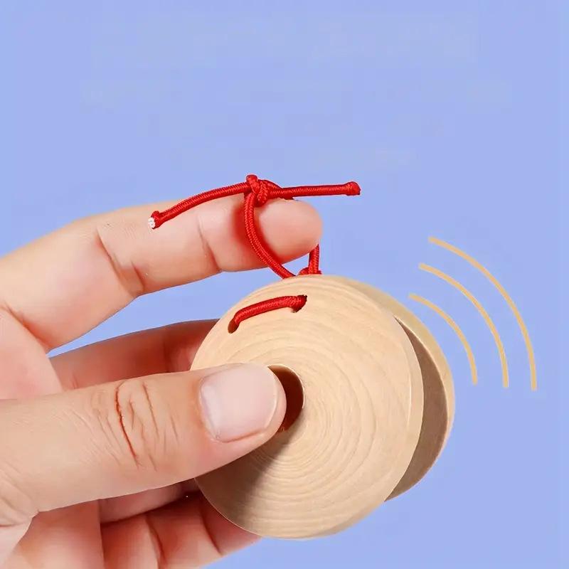 Wooden Castanets Wood Percussion Flamenco Musical Instrument Kids Toddler Toys