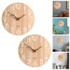 12" Wooden Wall Clock Modern Large Silent Art Digital Round Wall Stick Clocks