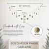 Moon & Crafts Boho Moon Phase Wall Hanging 50” Gold Brass Garland, 15 Handmade Hammered Moons, Celestial Wall Decor for Bedroom, Living Room &