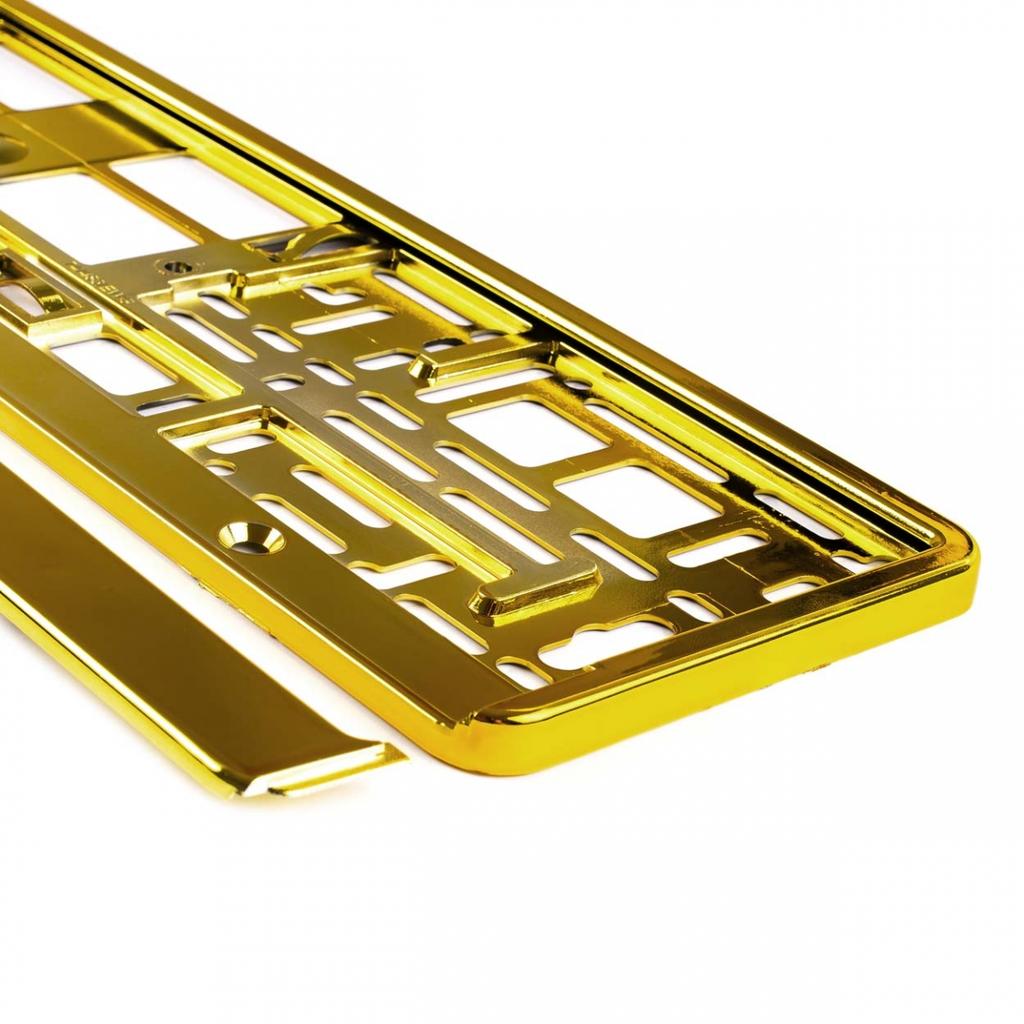 License Plate Frame, Metallic Gold, AMIO-03179