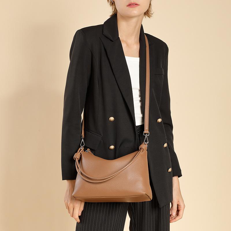 Women's First Layer Cowhide Underarm Tote Bag  Spring and Summer Simple Commuting Large Capacity Single Shoulder Crossbody Dumpling Bag