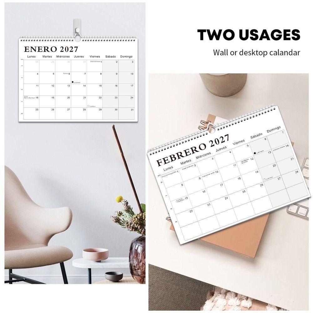 18 Month Spanish Hanging Calendar Jan.2027- Jun. 2028 Planner Calendar Colorful Wall Calendar Home