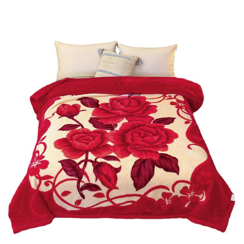 Raschel Double-Layer Thick Winter Wedding Red Blanket - Warm Cloud Blanket Gift