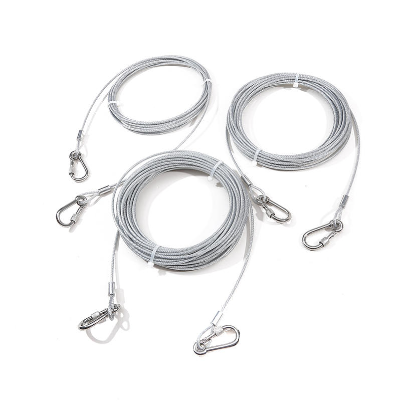 Outdoor Stainless Steel Dog Leash Heavy Duty Dog Tie Out Cable Pet Runner Cable Leads for Yard, Line Tether for Medium Large Dogs