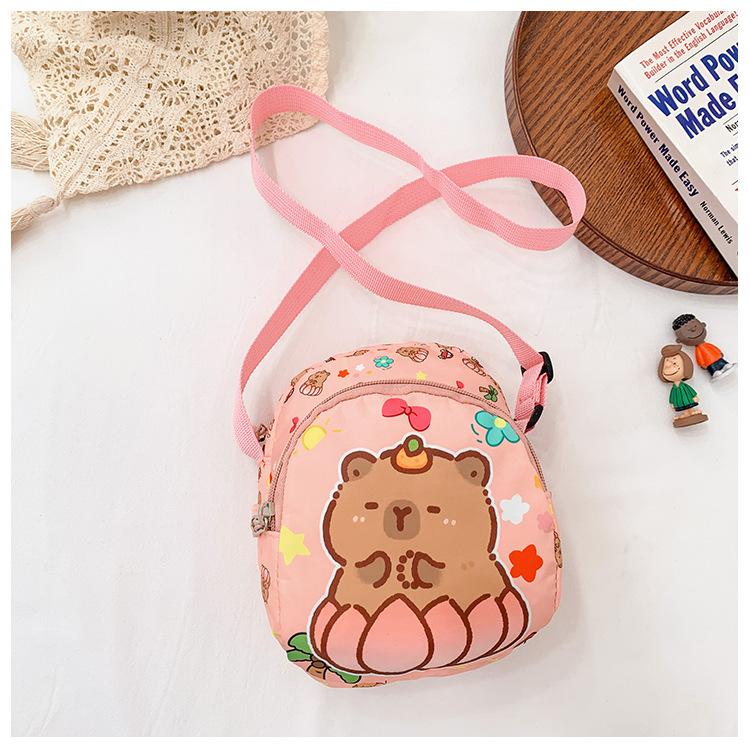 Cartoon Printed Capybara Shoulder Bag Children Outdoor Leisure Crossbody Bag