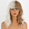 MERISIHAIR Short Wavy Wig with Bangs Synthetic Fiber Water Wave Ombre Light Blonde Wig for Women Daily Wear Cosplay