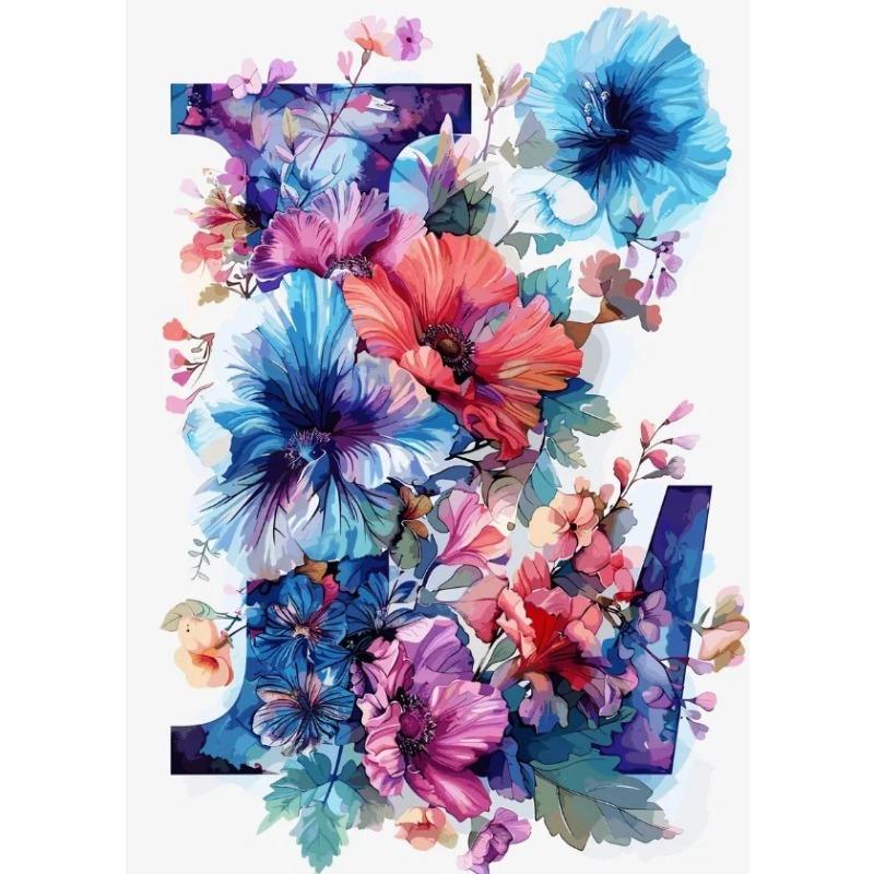 Flower Alphabet Wall Art Wreath Letters Canvas Painting Fashion Modern Aesthetic Poster Wall Pictures Home Decor For Living Room