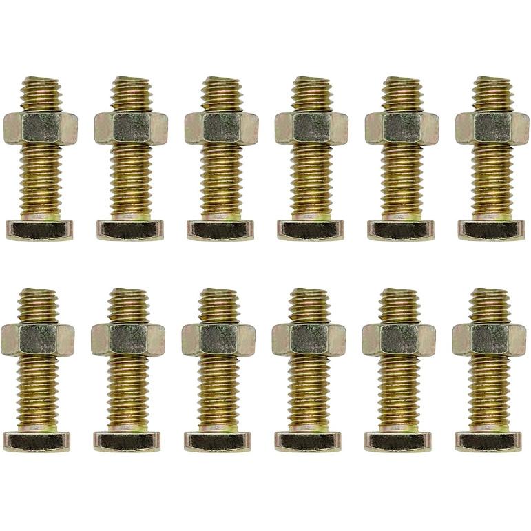Ampper Replacement Battery Terminal Bolt and Shoulder Nut Set M8 Thread, M8 x 35 mm Shulder Nut and Square Head Bolt, Pack of 12 Sets